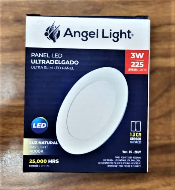 LAMPARA PANEL LED REDONDA PARA EMPOTRAR 3W, MARCA ANGEL LIGHT