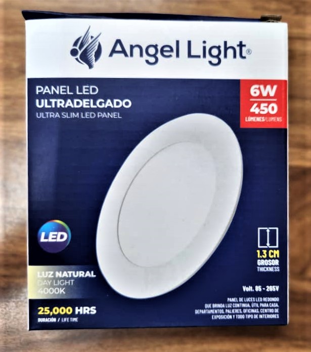 LAMPARA PANEL LED REDONDA PARA EMPOTRAR 6W, MARCA ANGEL LIGHT