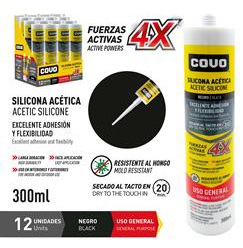 SILICONA NEGRA ACÉTICA, MARCA COVO