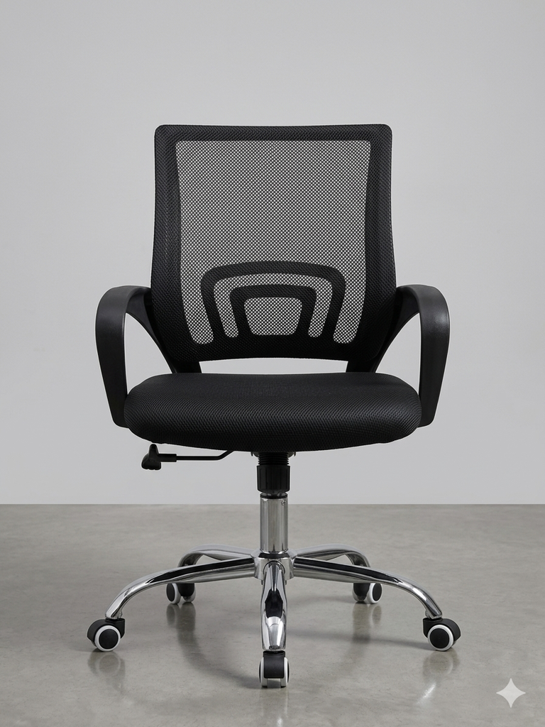 SILLA CON RESPALDO DE MALLA PARA OFICINA, STJ-9005B.