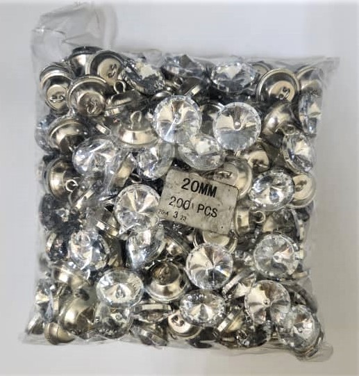 BOTONES ACRÍLICOS DE 20MM DE DIÁMETRO PARA TAPICERÍA
(BOLSAS DE 200 UNIDADES).