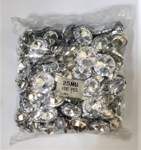 BOTONES ACRÍLICOS DE 25MM DE DIÁMETRO PARA TAPICERÍA (BOLSAS DE 100 UNIDADES)