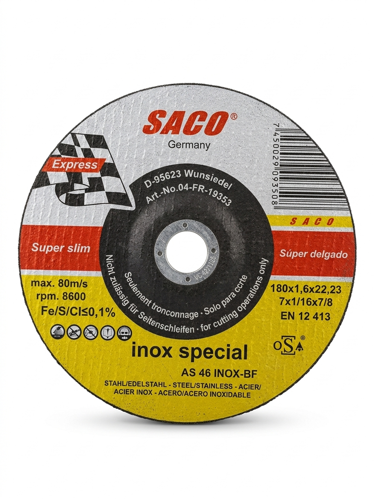 DISCO P/CORTAR METAL 7"(180) X 1-1/16"(1.6) X 7/8"