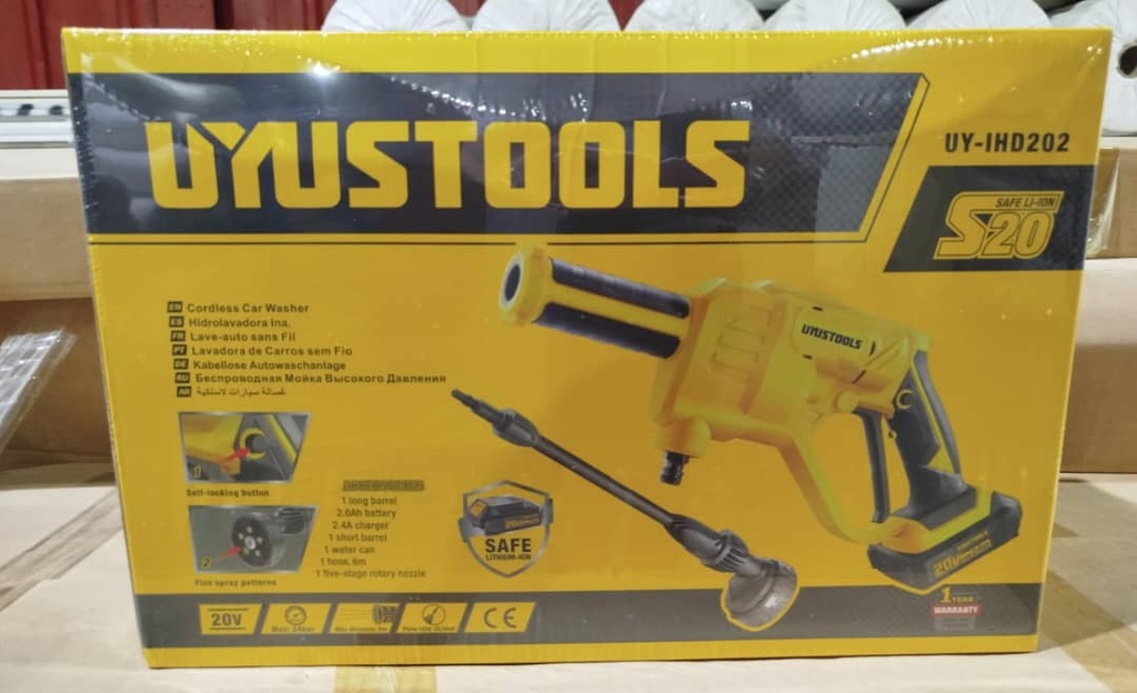 SET DE HIDROLAVADORA INA. 24BAR 2L/MIN 20V/2.0AhX1 UYU