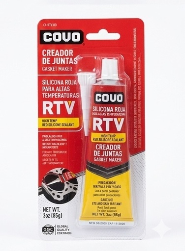 [CV-RTV-RD] SILICONA ROJA  RTV ( ROOM TEMPERATURE VULCANIZING), MARCA COVO
