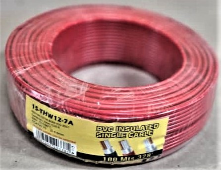 [#12-RED-7A] ROLLO DE CABLE ELECTRICO INDIVIDUAL ROJO #12X328FT.-