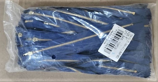 [201-0964-AZUL MAR MED] ZIPPER METÁLICO (BRONCE), 100% POLIÉSTER, 8" LARGO, COLOR AZUL MARINO MEDIO. (BOLSAS DE 100 UNIDADES