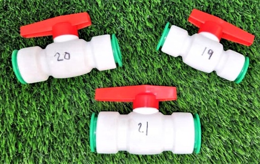 [PLAST.CON-LINYIV-21] VÁLVULA PLÁSTICA DE PASO DE BOLA DE 1" DE DIÁMETRO CON CONECTOR RÁPIDO EN AMBOS EXTREMOS