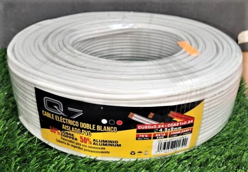 [Q7-15-SPT12-HALF] ROLLO DE CABLE ELECTRICO DOBLE BLANCO #12 X 328FT.-Q7